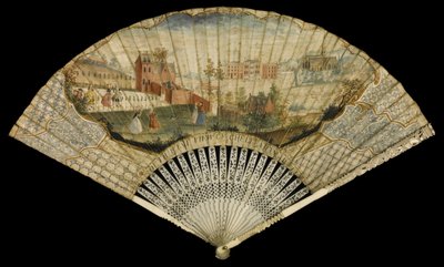 Ventaglio decorato con la vista sud-est del pozzo di Cheltenham, 1740 da Thomas Robins